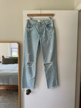 Boyish The Tommy High Rise Straight Light Wash Distressed Jeans Size 27